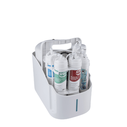 Filtre d'eau domestique compacte.