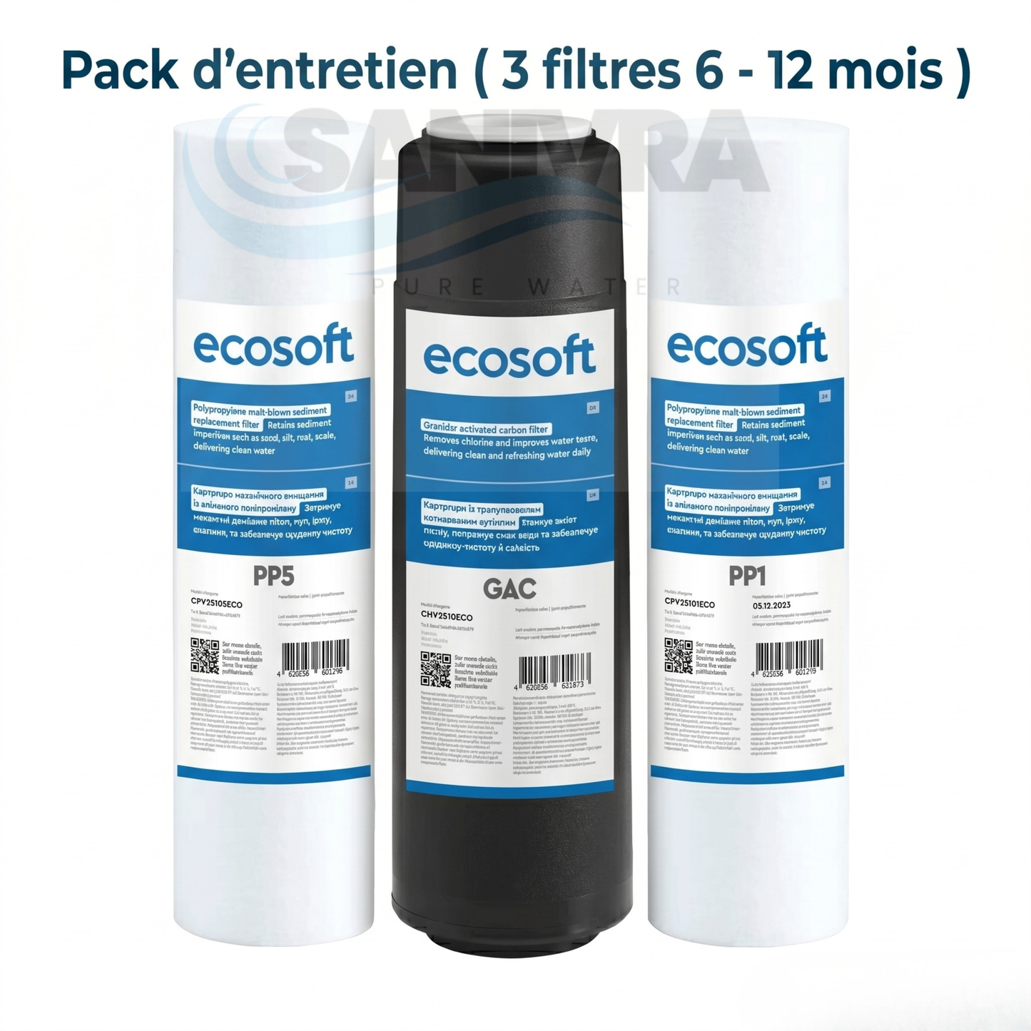 Pack de 3 Filtres (Pré-filtration) - Eco-Soft 5 Étapes :